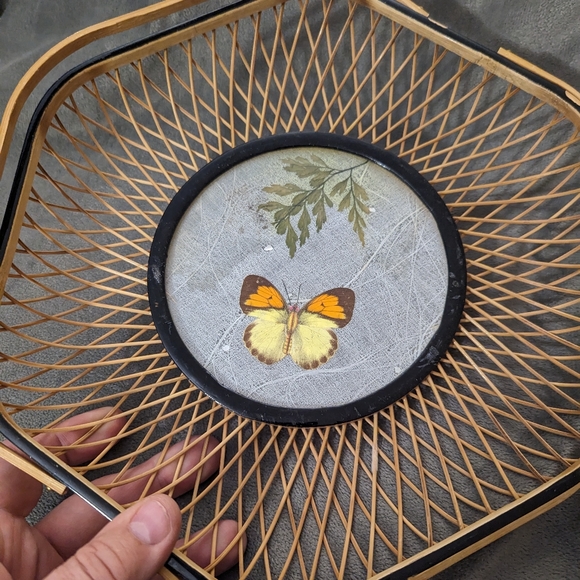 Vintage Bamboo Rattan Butterfly Basket With Handles - Picture 3 of 5